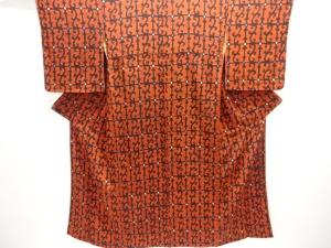 大正ロマン　錦紗抽象模様着物